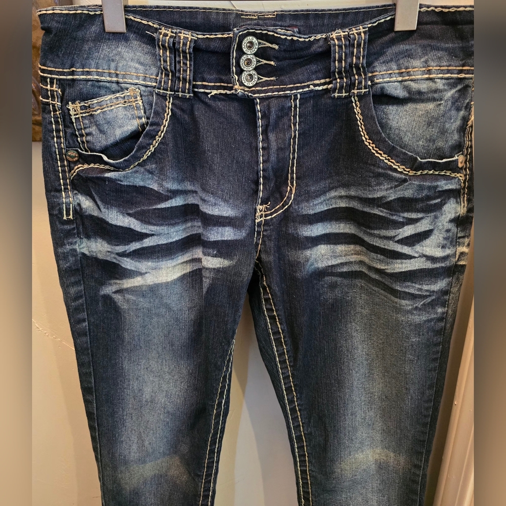 Angels Women's Skinny Jeans - Dark Blue 10P x 28 - Picture 3 of 6